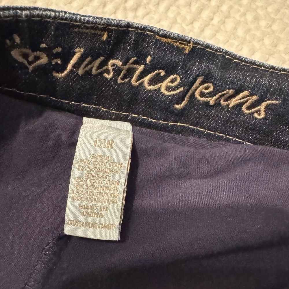 Justice girls denim blue jean skirt skort shorts mini dark wash 12R trendy cute - Picture 9 of 12